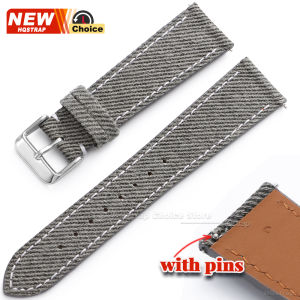 Nylon Denim Fabric Watch Strap 18mm 20mm 22mm Women Men Wristband for Samsung Smartwatch Leather Canvas Band for Omega Bracelet