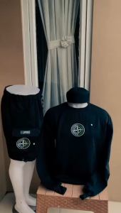 COD Oneset Switer Celana Pendek Pria Wanita Distro Stelan Crewneck Celana Cargo Bahan Flece Brend Frostfire Project Size M-L-XL-XXL