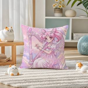 Bandai | Sailor Moon Anime Characters Plush Pillow Cover Soft Short Plush Cushion Cover For Sofa Bedroom Home Decor Gift Decoration
