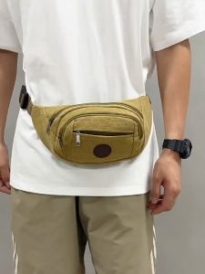 Fanny Pack Waist Bag For Men Crossbody Bag Multifunctional Casual Canvas MenS Waist Bag Belt Bag Sport Chest Bag Wallet