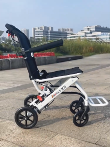 [SG Stocks] Lightweight Foldable Wheelchair –With Shock Absorber Ergonomic Seat Adjustable Footrests and Non-Slip Hand Rims –  Comfortable Mobility Aid for Seniors and Rehabilitation Use