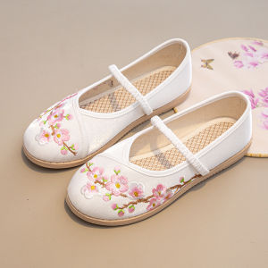 Womens Flat Office Shoes Linen Slip-On Beijing Flats Outdoor Wearable Lazy Slippers Headed Sandals Single Shoes