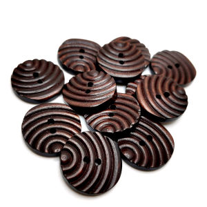 30PCS/Lot 25mm Dark Brown Wave Pattern 2-Holes Round Wooden Buttons For Sewing Clothing Scrapbooking Crafts Home Decor CJCYNK386