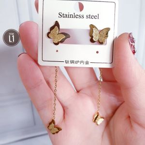Anting Juntai Kupu Kupu Rantai Tipis Titanium Variasi Cantik Dan Elegant Cxb0602