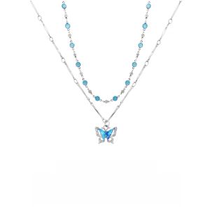 New Summer Blue Butterfly Necklace Light and Versatile