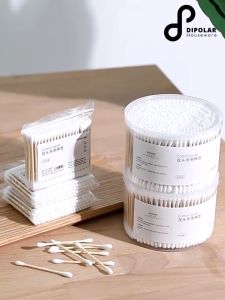 Hộp Tăm Bông 500 Que Thân Gỗ 2 Đầu Tròn Xoắn Ngoáy Tai  Nặn Mụn / Hộp 500 Bông Tăm Ngoái Tai 100% Bông Cotton Tự Nhiên An Toàn Với Môi Trường