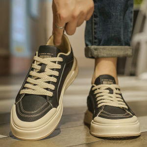 Luxurious Mens Leather Shoes Casual Workwear Waterproof Thick Bottom Autumn Winter Black Leather Surface Fashionable Oxfords