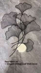 Metal Wall Art Decor Ginkgo Leaf Iron Wall Decoration for Living Room Home Wall Decor