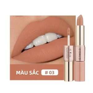 O.TWO.O Combo Son Môi & Son Bóng 2 Trong 1 Chống Thấm Nước Dưỡng Ẩm 12 Màu Sắc Rực Rỡ Kích Thước Đầy Đủ Trang Điểm Môi