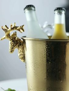 🔥Ready Stock🔥 Champagne & Ice Bucket Deer Shaped Head Handle Barware Party Home Decoration Champagne Wine Ice Storage