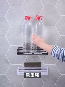 【ready stock】‘’No need to punch holes‘’Bathroom Shelf Storage Rack Spice Rack Wall-Mounted Shower Gel Iron Storage Rack Bathroom Wash Savings Frame Toilet Rack Corner Rack Shelf Soap Holder Corner Rack Wall DaQueen