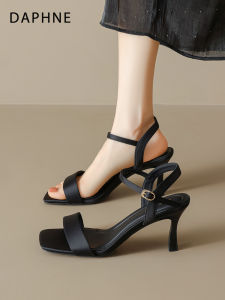 Daphne | Black Fine Heel Sandals Summer New Design Toe-out Adjustable Straps