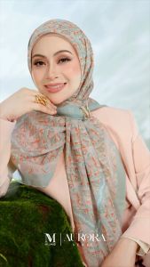 Minaz AURORA READY STOCK Hijab Square Tudung Bawal Printed Merdeka Raya Mudah Bentuk Ironless Bidang 45 kids adult travel friendly women