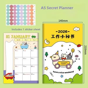 2026 Yearly Planner Work Secretary Calendar Office Student Daily Schedule Time Management Efficiency Book Weight Loss Study Discipline Tracker Large Grid Memo Notebook
