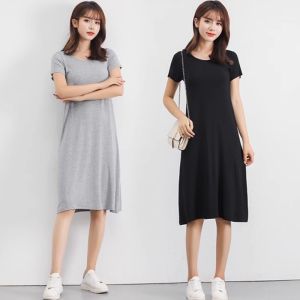 Summer plus Size Modal Vest Dress Womens Inner Wear Midi Skirt Sleeveless Korean Style round Neck A-Line Gown Long Evening Dress