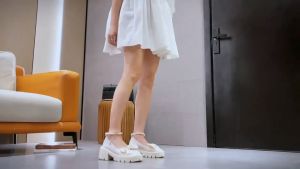 【Ready Stock】French soft soled Princess Mary Jane shoes White Pearl bow loafers Student show casual shoes