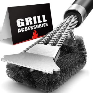 [COD] BBQ Grill Barbecue Cleaning Brush Scraper Stainless Steel Manual Cooking Tools Barbeque Grill Accessories Outdoor Kitchen Gadets