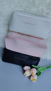 Classic Minimalist Cosmetic Pouch with Handle Large Capacity Potable Elegant Multi-Purpose Toiletries Make up Organizer Pouch