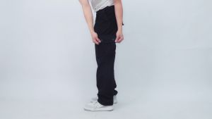 Gizmo Celana Cargo Jeans Pria Loose fit reguler gombrong / Long cargo pants Hitam Polos