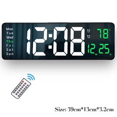 16” Digital Wall Clock Large Display LED Digital Clock with Temperature and Auto Dimming Easy Track The Time Date and Day of Week