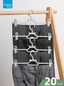 Tea Flower Plastic Clothes Hangers for Hanging Pants Childrens Wardrobe No Trace Drying Specialized Pants Hangers And Skirt Clips