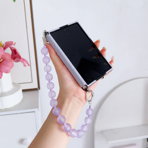 szhaiyu | For Samsung Galaxy Z Flip 8 7 6 5 4 3 Leather Case With Protable Beads Wrist Strap Shockproof Full Protection Stylish Back Cover