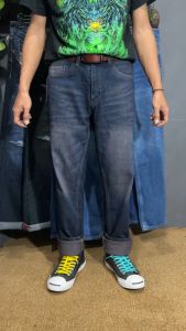 Mr.Land Celana Jeans Pria Standar Panjang Gombrong Denim Reguler