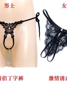 กางเกงชั้นในรักษาความร้อนแบบเซ็กซี่สำหรับคู่รัก ผ้าฝ้ายโพลีเอสเตอร์ ทรงต่ำ ลายดอกไม้ 2 ชิ้น กางเกงชั้นในชายและหญิง