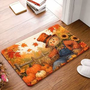 VIKAMA Thanksgiving Pumpkin Welcome Mat Non-Slip Indoor Outdoor Entrance Doormat Kitchen Bedroom Its Fall Yall Home Rug