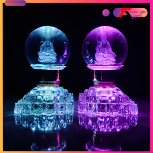 [Giá bán 2 cây đèn ] Đèn pha lê cầu quan âm bồ tát trưng bàn thờ gia tiên trang trí tủ thờ phật thờ quan âm PL15-QAV