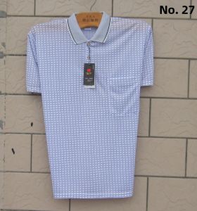 Summer Casual Short Sleeve T-Shirt for Middle-Aged Men Real Pocket Turn-Down Collar Dad Clothes Grandpa Clothes Fashionable City Business Casual Striped Pattern