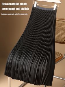 Women Smooth Satin Pleated Long Skirt: Comfort & Style