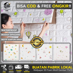 WALLPAPER 3D MOTIF KARAKTER (FREE GIFT) Wallpaper Foam 3D Timbul Motif Batu Bata Batik Kartun Anak Dekorasi Wallfoam / Wallpaper Dinding Aesthetic / Wallpaper Dinding Tembok Kamar Anak / Wallpaper Foam Motif Anak / Wallpaper Foam Bata Daun Motif Bintang