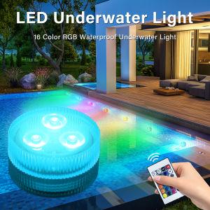 RGB Outdoor Led Underwater Submersible Lights with Battery Remote Control for Swimming Pool Fish Tank Party Pumpkin Garden Decor