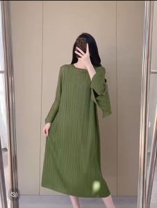Đầm dáng dài chất thun lò xo dập ly cao cấp thiết kế dáng tay xòe phong cách nhẹ nhàng tôn dáng - 55Kg.Linh