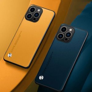 EUCAGR Luxury Ultrathin Leather Phone Case For iPhone 16E 16 15 14 13 12 11 Pro Max Plain Skin Shockproof Soft Back Cover