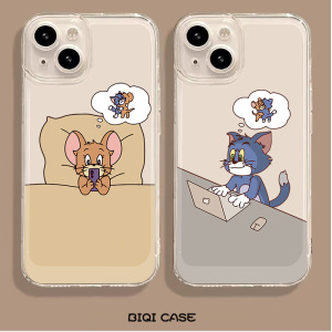 Couples Cartoon Cat And Mouse Jerry Tom Creative Silicone Phone Case for iPhone 15 pro Apple 14 plus Soft Shell 13 Transparent 12 Anti-Fall 11 Compatible with 7 to 8 Models