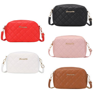 Embroidered Shoulder Crossbody Bag PU Lattice Fashion Women Bag Solid Color Stylish Ladies Handbags Shopping Daily Purse