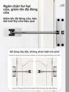 MONLEYTA | Bộ kẹp cửa tự động không cần khoan bằng sắt có thể điều chỉnh lực âm thanh cho cửa gỗ gia đình Thiết bị đóng cửa êm ái