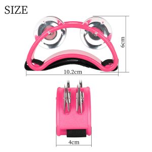 Mini Foot Tambourine Metal Jingle Bell Portable Percussion Instrument Box Drum Companion Musical Toys Rainbow Colors Cymbals