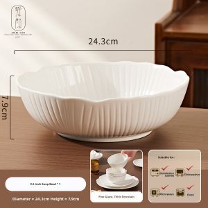 Aesthetic Embossed Petal Design Bowl and Plate Set White