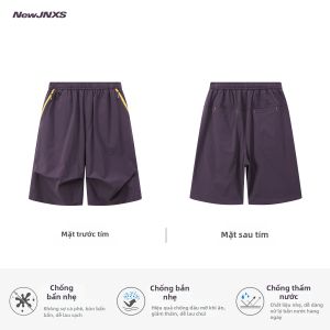 JNXS | Quần Short Đua Bộ Chống Thấm Nước Màu Đối lập Phong Cách Thể Thao Nếp Li Năm Điểm