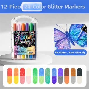 QITE | Flashing Dual Color Soft Tip Markers Washable Non-toxic No Bleeding