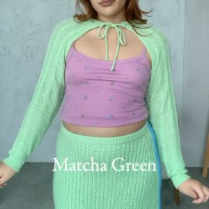 CUPPA - Baby powder (6 สี) เสื้อคลุมแขนยาวไหมพรม ครอป ผูกโบว์ด้านหน้า