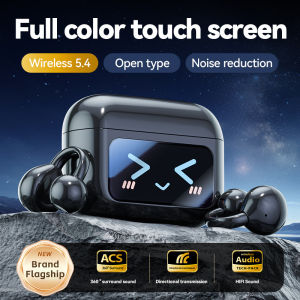 M100 Open-Ear Wireless Earbuds with Full Color Touch Screen Bluetooth 5.4 Noise Reduction ACS 360° Surround Sound Directional Transmission HiFi Audio