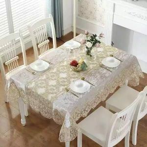 Taplak Meja Makan Velvet Renda Beludru Belgi Turki Mewah Shabby Chic Silver Emas 6 8 Kursi Impor