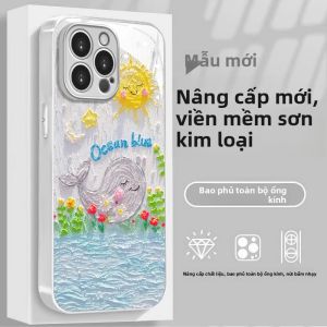 Ốp Lưng Điện Thoại Hình Cá Voi Dễ Thương Bằng Kính Bảo Vệ Toàn Diện Cho Apple 16promax Huawei Mate60pro OPPOA5 Reno13 Vivos19/X200 Xiaomi 15 Dành Cho Nữ Honor