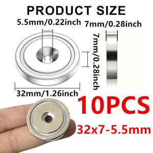 32x7 Circular Magnets With Metal Shell Countersunk Hole Widely Used in Refrigerators Warehouse Tools Whiteboards Snack Storage