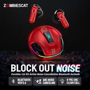 Zombiescat B5 Bluetooth 5.4 ANC Earphones -48dB Active Noise Cancellation Headphone HiFi Stereo TWS Wireless Earbuds with 4 Mic