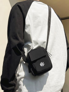 Mens Casual Crossbody Bag Lightweight Single Shoulder Mini Backpack for Youth Trendy Korean Style Nylon Material Zipper Closure